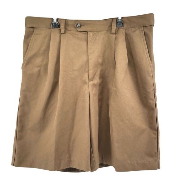IZOD Golf Classix Men’s Brown Pleated Casual Chino Shorts Size 34, Classic Fit - Picture 1 of 13
